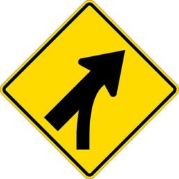 Entering roadway merge right sign
