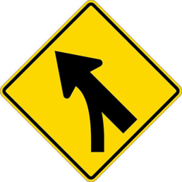 Entering roadway merge left sign