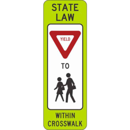 In street pedestrian crossing yield sign
