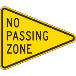 No passing zone sign