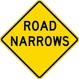 Road narrows sign