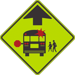 School bus stop ahead symbol sign
