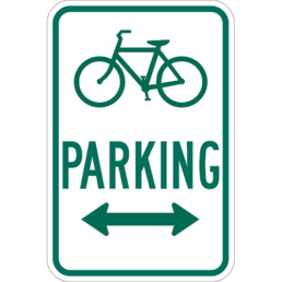 Bicycle parking with arrow sign