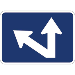Direct 45 degree bent up left arrow sign