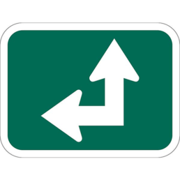Direct 90 degree bent left arrow sign