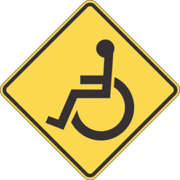 Handicapped crossing symbol sign