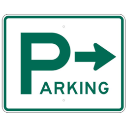 Parking sign with arrow right