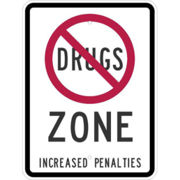 NO DRUGS SYMBOL With ZONE sign