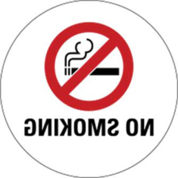 NO SMOKING DECAL WHITE 3RND INSIDE