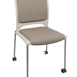 Attain 4-Leg Side Chair with Casters Upholstered Seat, Poly Back Armless