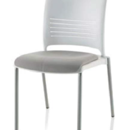 Attain 4-Leg Side Chair with Glides Upholstered Seat, Poly Back Armless