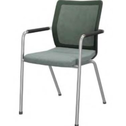 Stilo 4-Post Side Chair Upholstered Seat & Black Mesh Back