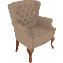 Richmond Mid-Back Wing Lounge Chair Queen Anne Legs, Diamond Tuft