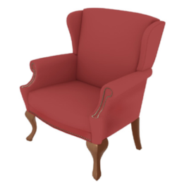 Richmond Mid-Back Wing Lounge Chair Queen Anne Legs, Non-Tuft