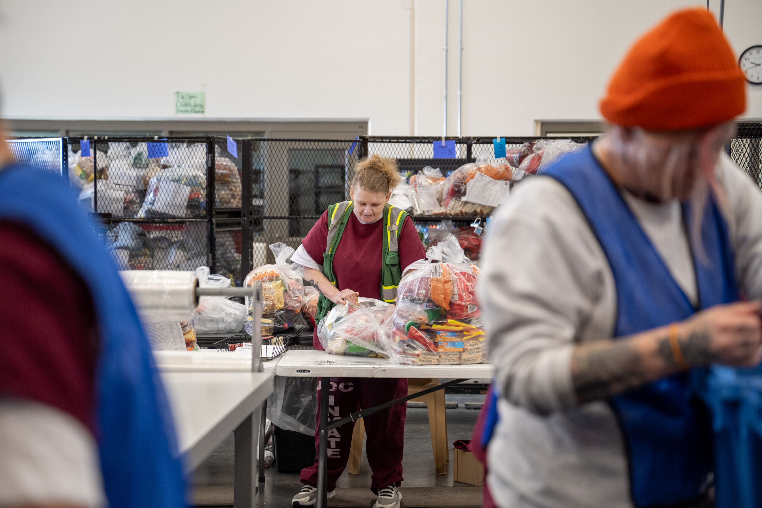 Female program participants working at the UCI Commissary.