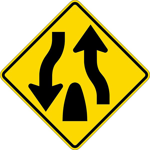 DIVIDED HIGHWAY ENDS SYMBOL
