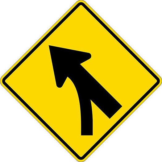 ENTERING ROADWAY MERGE LEFT SYMBOL