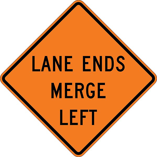 LANE ENDS MERGE LEFT