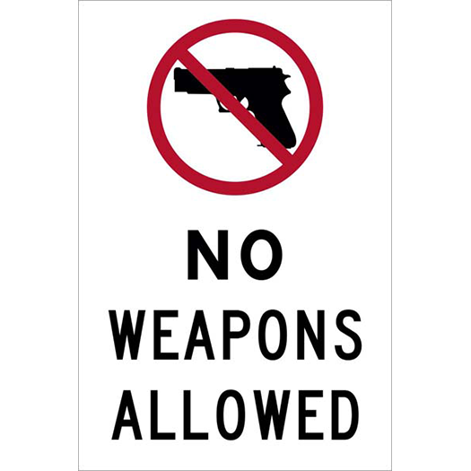 NO WEAPONS ALLOWED DECAL 4X6
