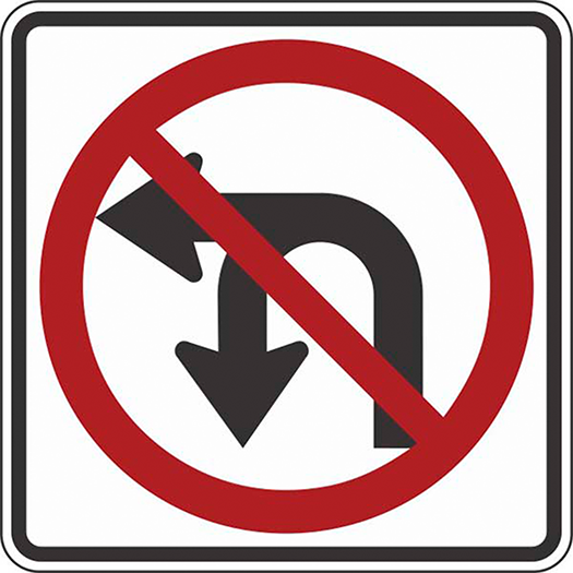 NO LEFT TURN-NO U TURN SYMBOL 24X24 | UDC – Utah