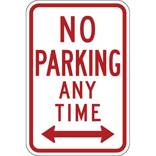 NO PARKING ANY TIME DOUBLE ARROW