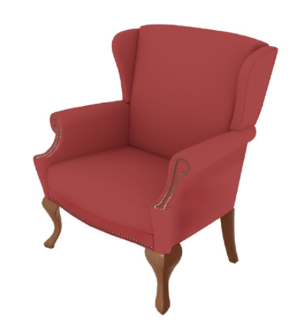 Richmond Mid-Back Wing Lounge Chair Queen Anne Legs, Non-Tuft