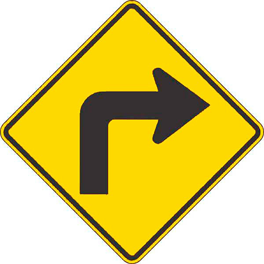 Right-turn-symbol-yellow-sign