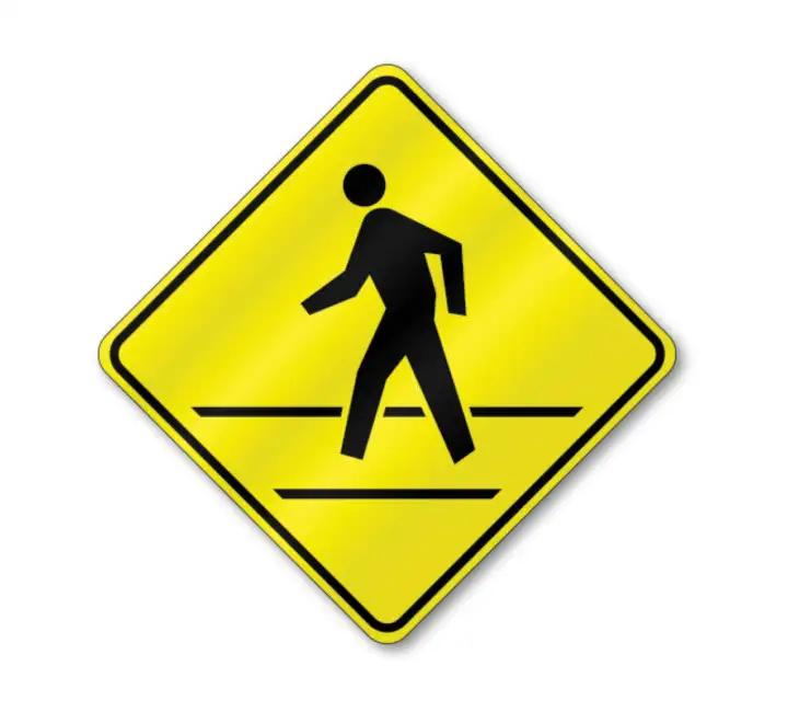Yellow and black traffic sign