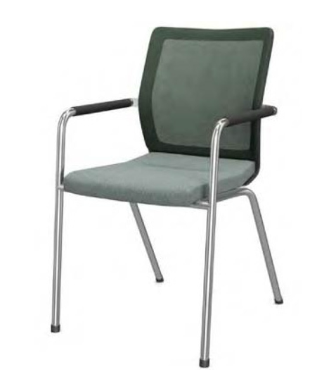 Stilo 4-Post Side Chair Upholstered Seat & Black Mesh Back